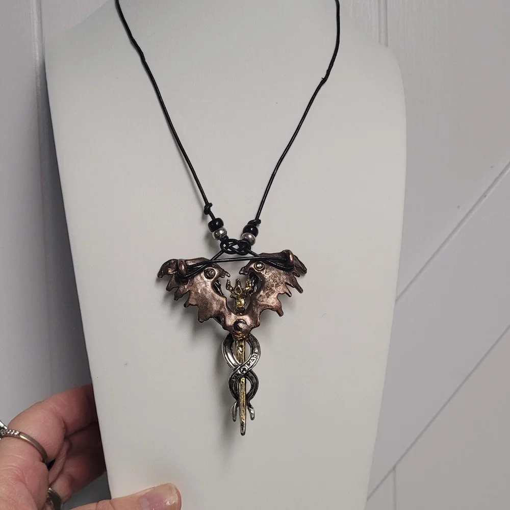 Mystical Dragon Wing Pendant Necklace